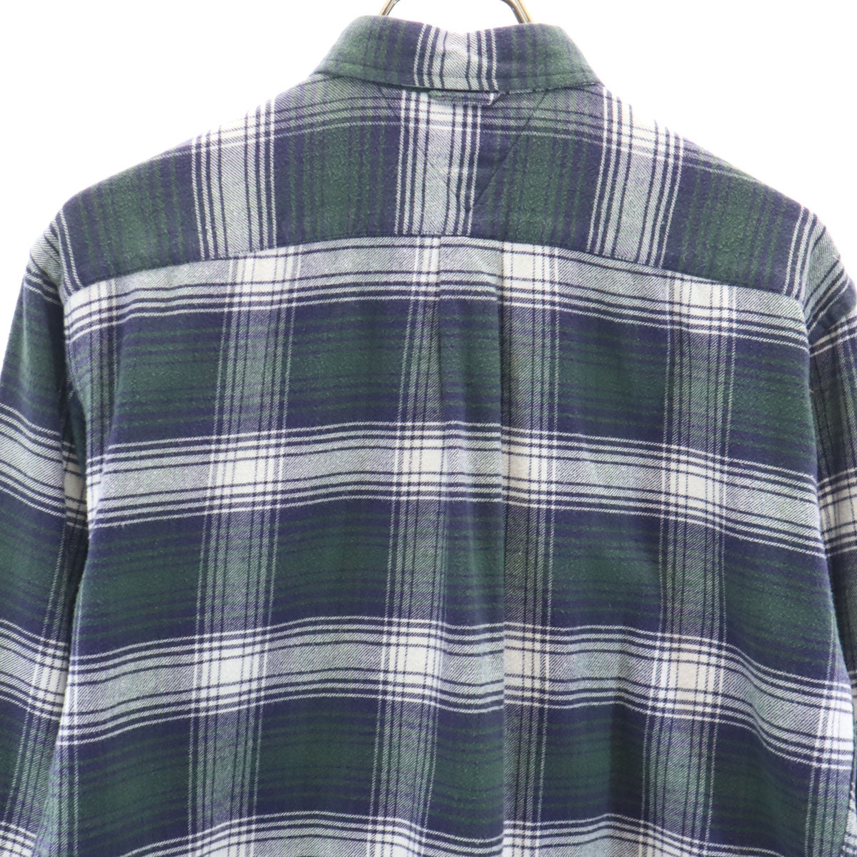 TOMMY HILFIGER トミーヒルフィガー 90s オールド フラッグタグ チェック柄 長袖 コットンネル ボタンダウンシャツ L ネイビー メンズ