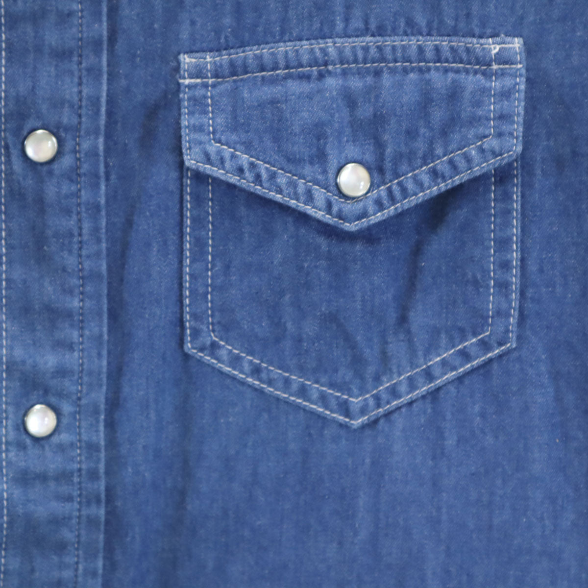 デビルメント 日本製 長袖 シャンブレー ウエスタンシャツ 48 ウォッシュブルー メンズ