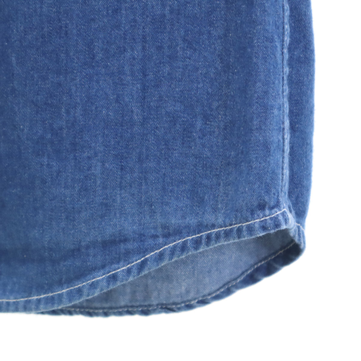 デビルメント 日本製 長袖 シャンブレー ウエスタンシャツ 48 ウォッシュブルー メンズ