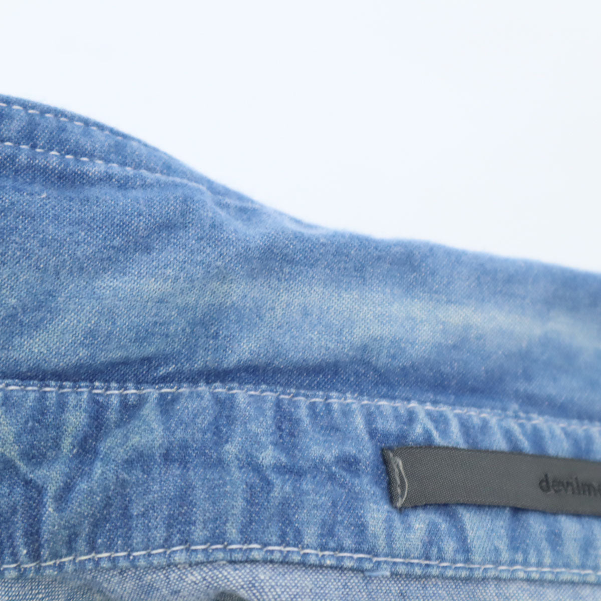 デビルメント 日本製 長袖 シャンブレー ウエスタンシャツ 48 ウォッシュブルー メンズ