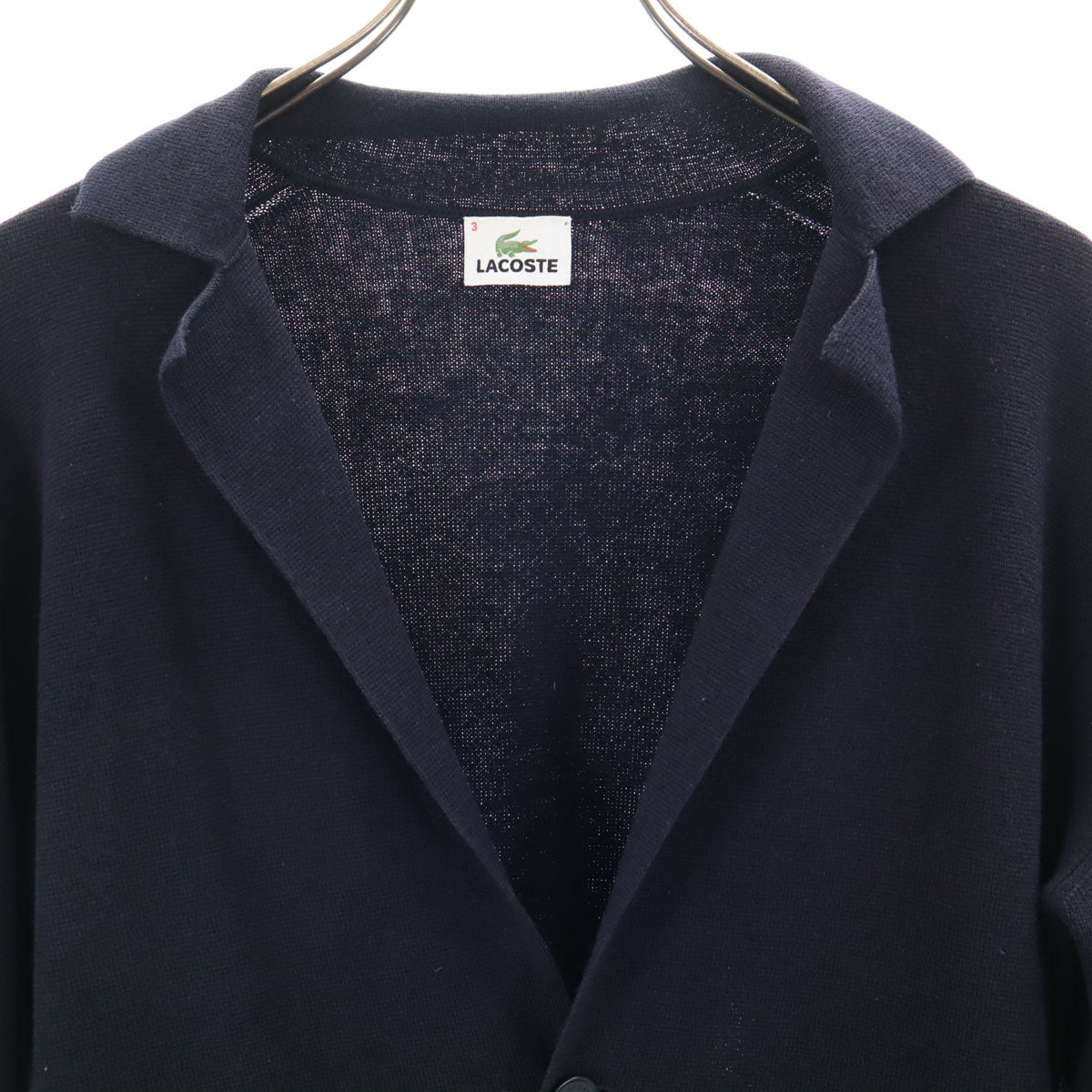 LACOSTE ラコステ 長袖 ニットカーディガン 3 ネイビー メンズ