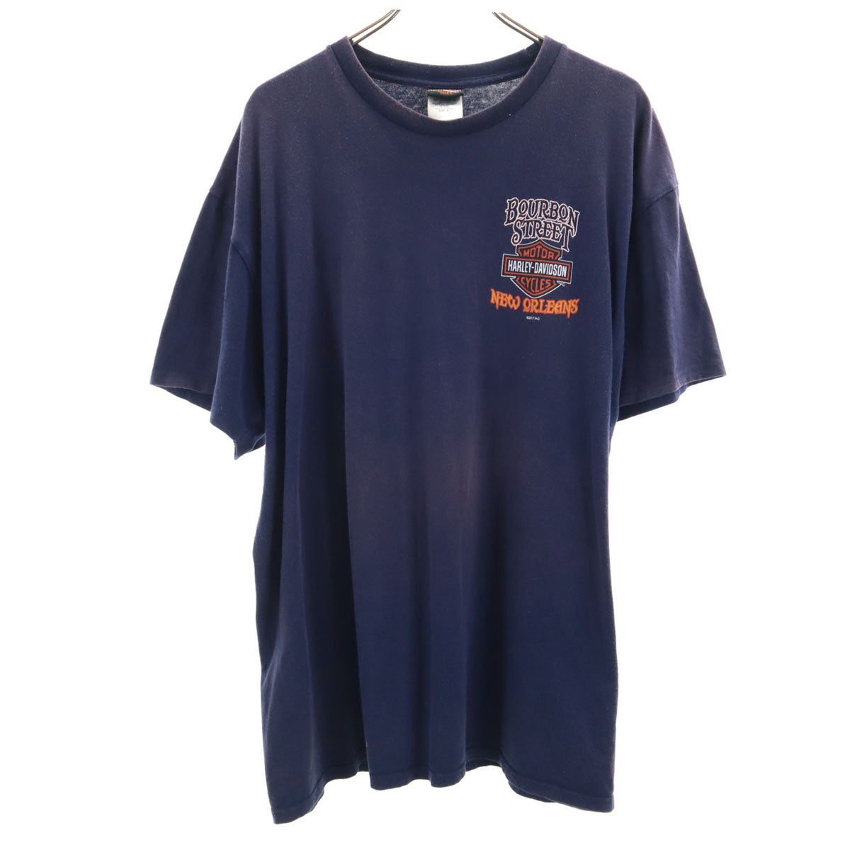 HARLEY DAVIDSON ハーレーダビッドソン バックプリント BOURBON STREET 半袖 Tシャツ XL ネイビー メンズ