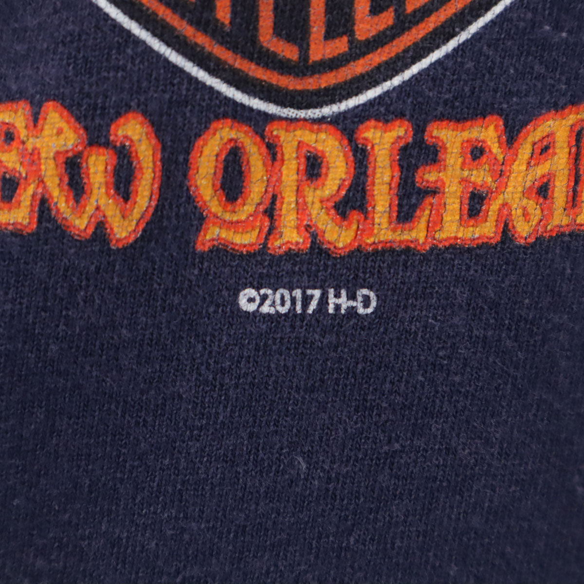 HARLEY DAVIDSON ハーレーダビッドソン バックプリント BOURBON STREET 半袖 Tシャツ XL ネイビー メンズ