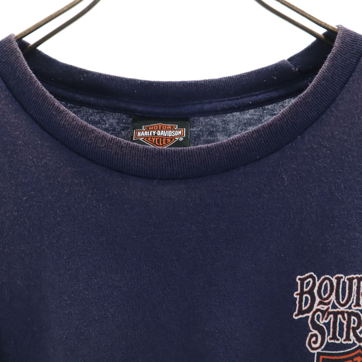 HARLEY DAVIDSON ハーレーダビッドソン バックプリント BOURBON STREET 半袖 Tシャツ XL ネイビー メンズ