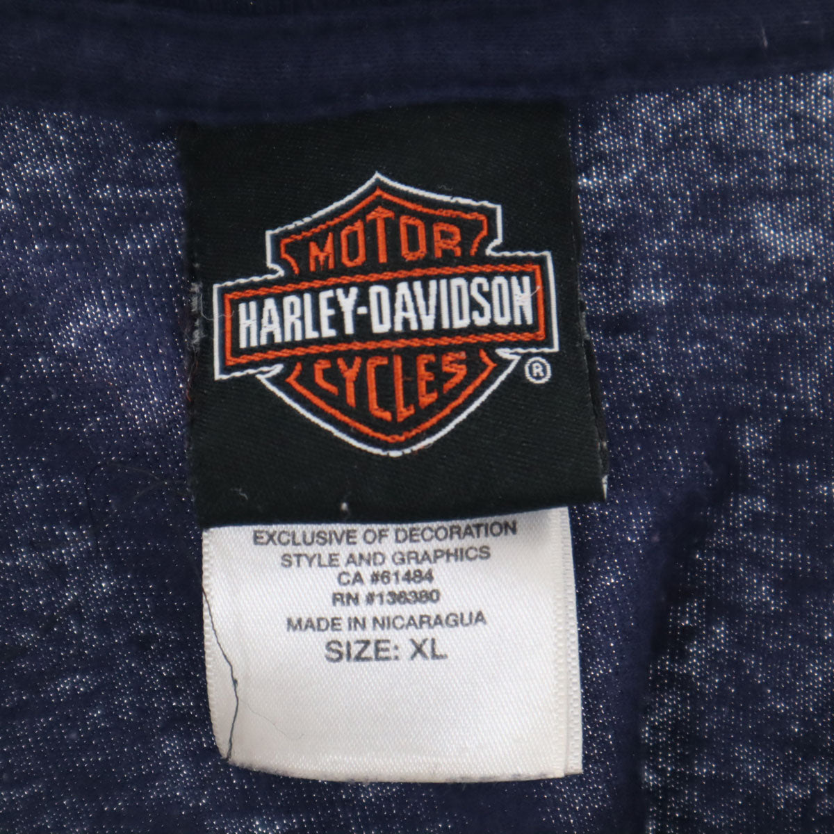 HARLEY DAVIDSON ハーレーダビッドソン バックプリント BOURBON STREET 半袖 Tシャツ XL ネイビー メンズ