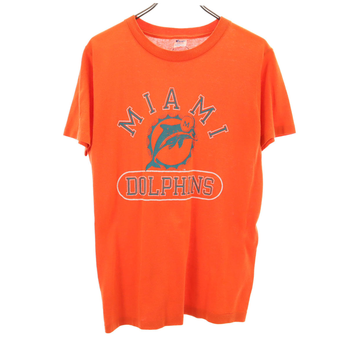 Champion チャンピオン 80s USA製 ヴィンテージ トリコタグ NFL マイアミ・ドルフィンズ 半袖 Tシャツ L オレンジ シングルステッチ メンズ