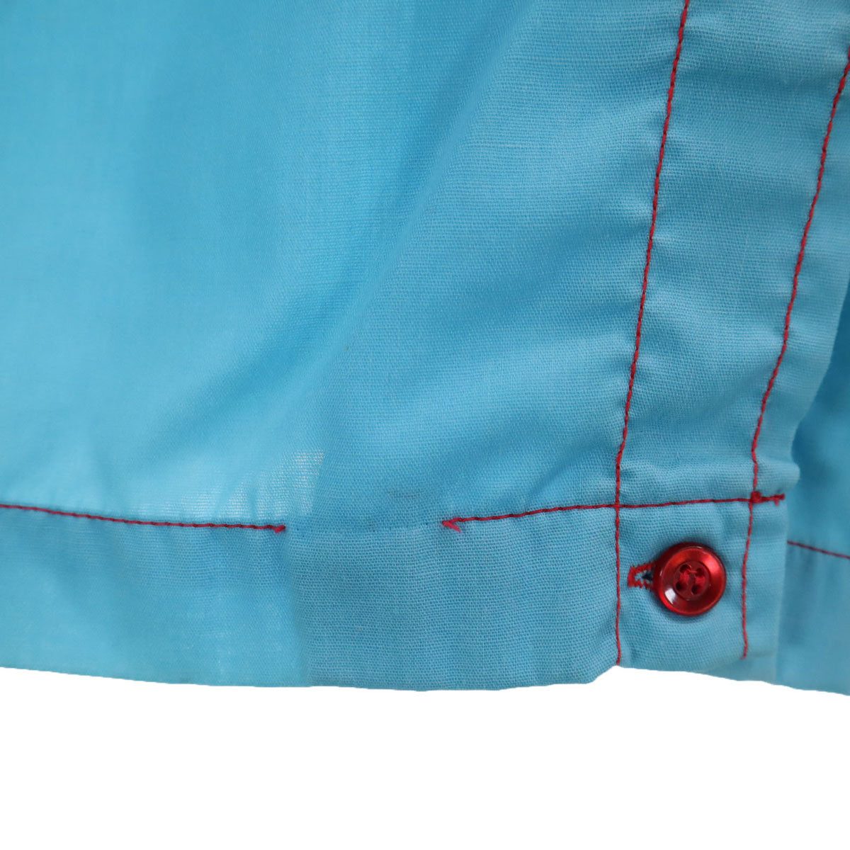 Hilton ヒルトン 70s USA製 ヴィンテージ チェーン刺繍 半袖 ボウリングシャツ 36 水色 レディース