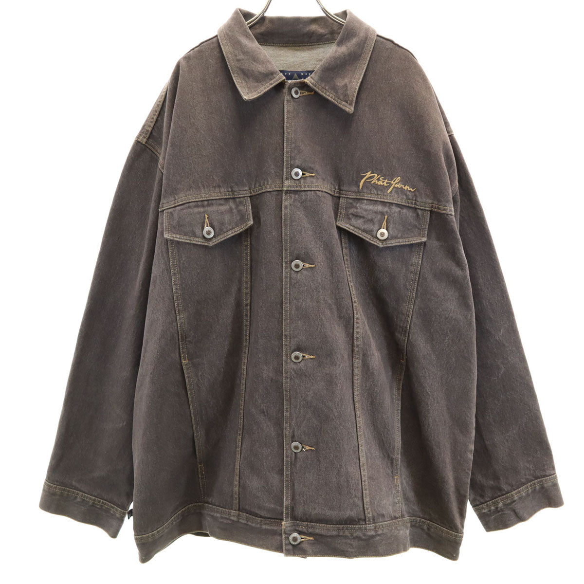 PHAT FARM ファットファーム バックロゴ デニムジャケット 2XL ブラウン ジージャン ビッグサイズ メンズ