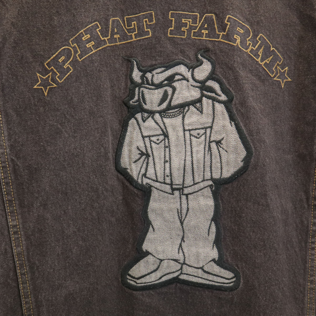 PHAT FARM ファットファーム バックロゴ デニムジャケット 2XL ブラウン ジージャン ビッグサイズ メンズ