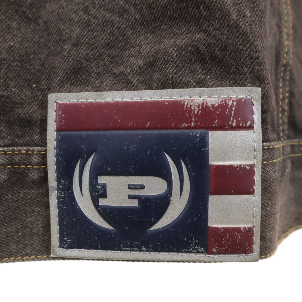 PHAT FARM ファットファーム バックロゴ デニムジャケット 2XL ブラウン ジージャン ビッグサイズ メンズ