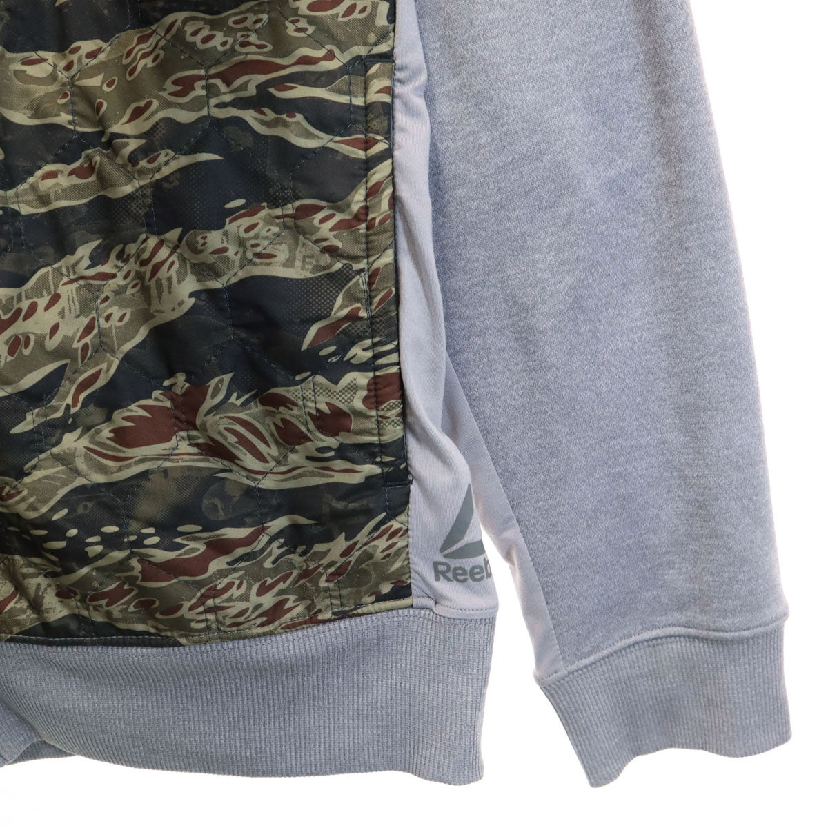 Reebok リーボック 迷彩柄 長袖 スピードウィック スウェットパーカー 上下 セットアップ 2XO グレー ビッグサイズ メンズ