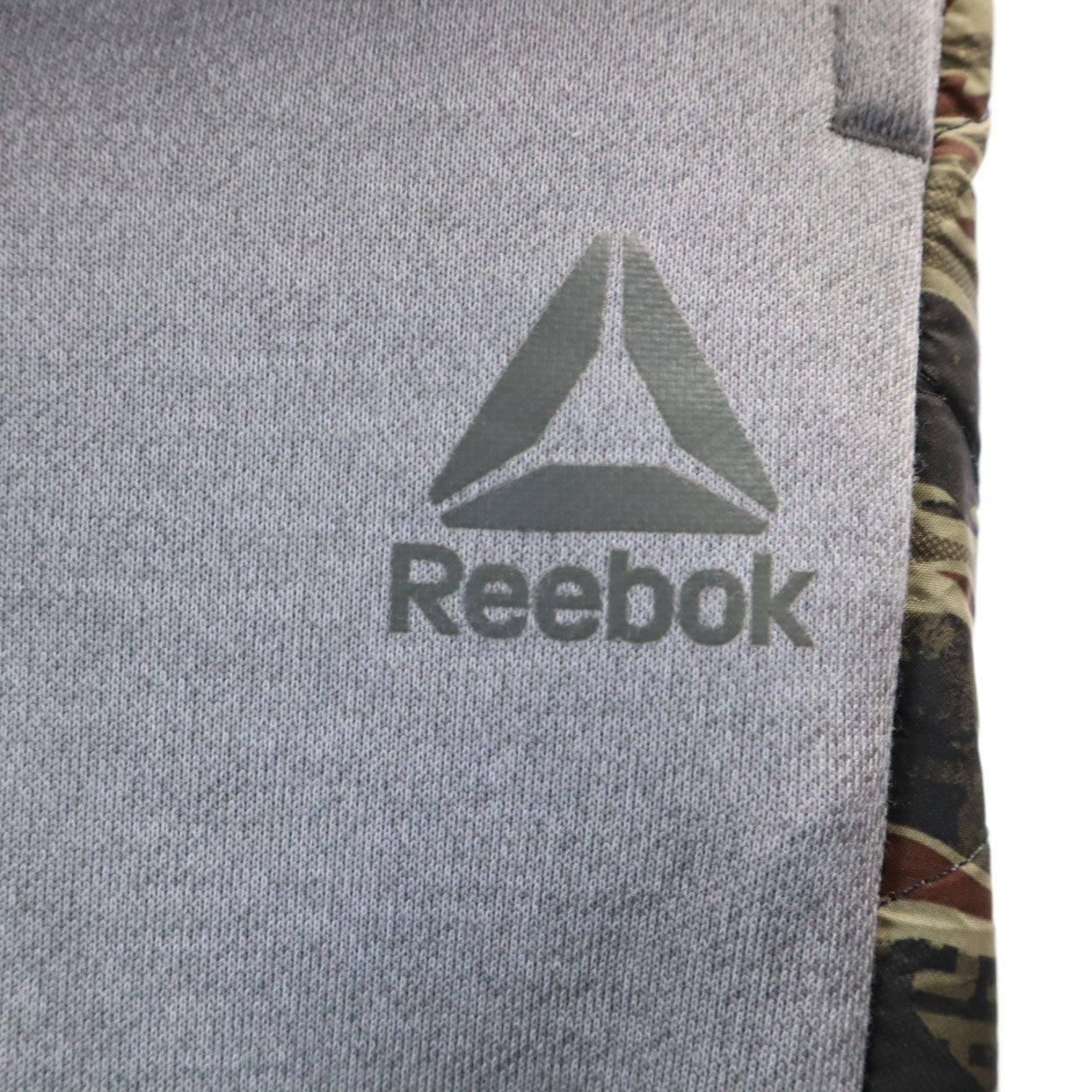 Reebok リーボック 迷彩柄 長袖 スピードウィック スウェットパーカー 上下 セットアップ 2XO グレー ビッグサイズ メンズ