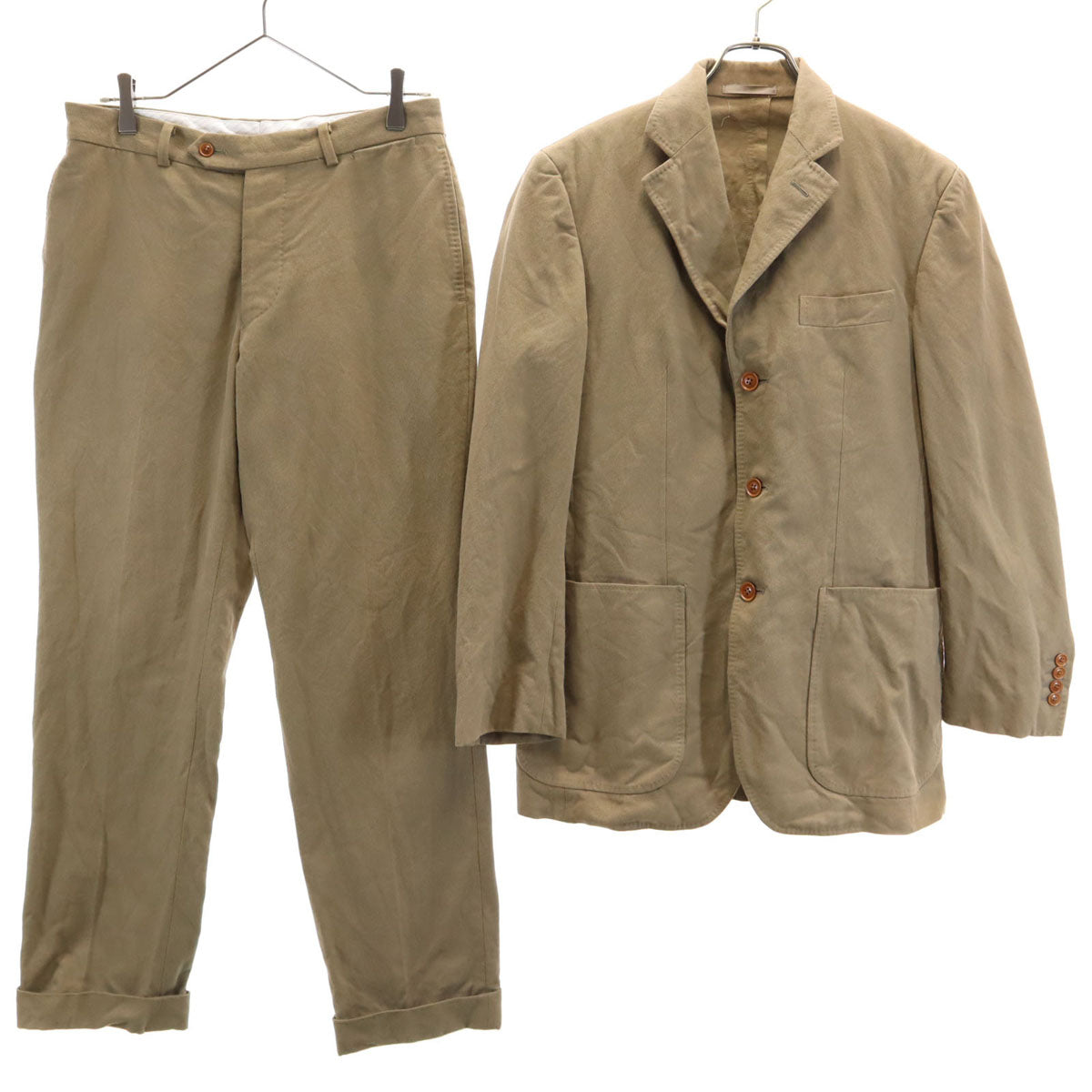 EDIFICE エディフィス 日本製 テーラードジャケット 上下 セットアップ 46 ブラウン系 メンズ