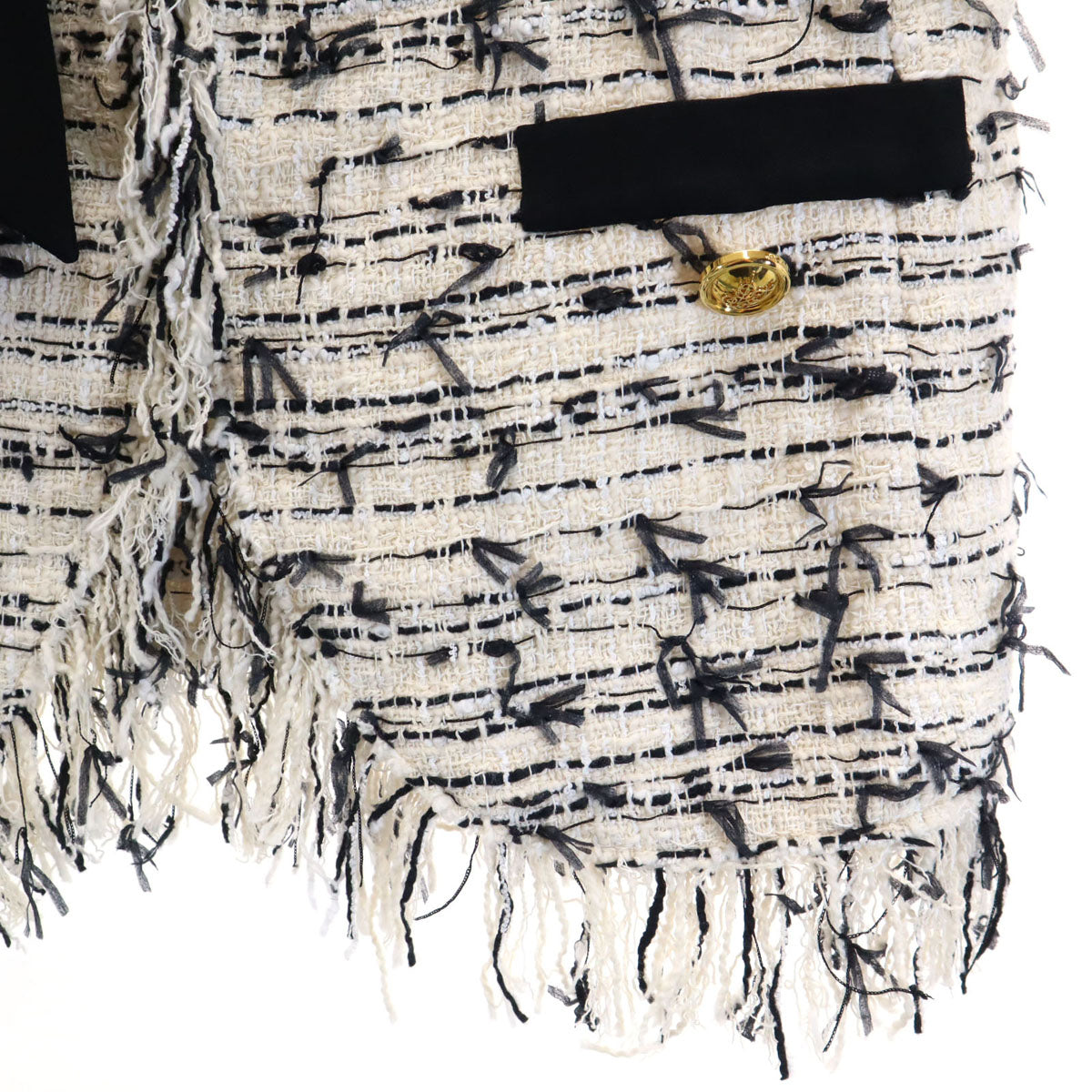 GiAMBATTiSTA VALLi ジャンバティスタヴァリ イタリア製 ノースリーブ ツイードジャケット 上下 セットアップ 44 オフホワイト レディース