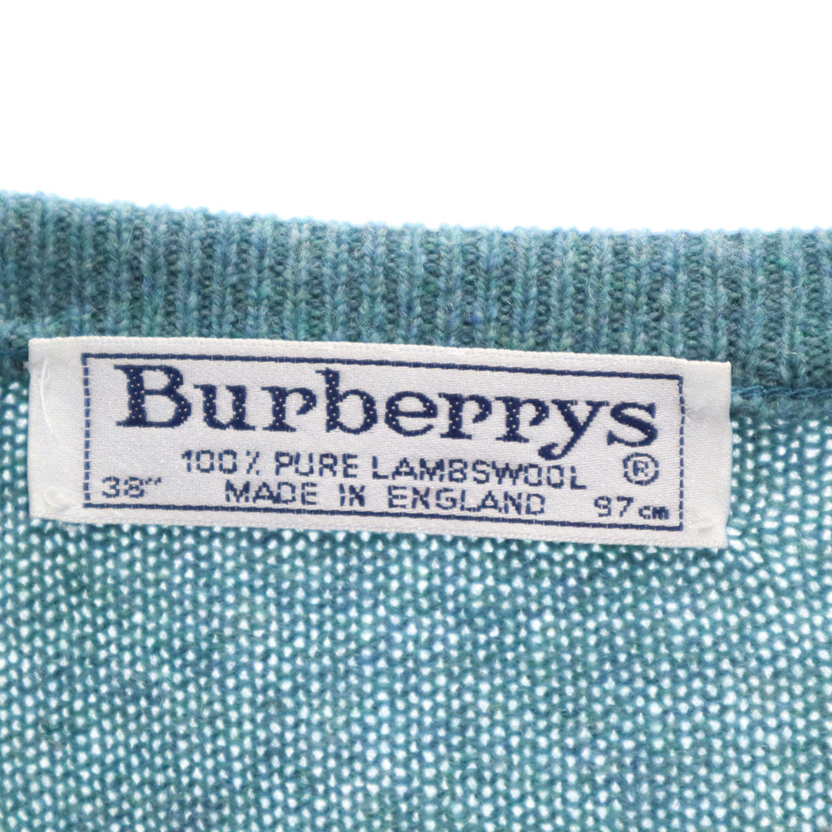 Burberrys バーバリーズ 90s イングランド製 ウール オールド 長袖 セーター 38 ブルーグリーン メンズ