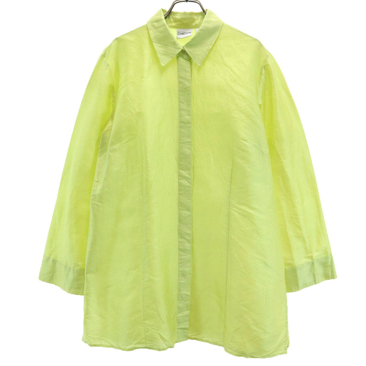 CHICO'S チコズ 長袖 シルク シャツ 2 ライム レディース