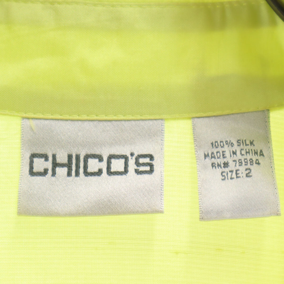 CHICO'S チコズ 長袖 シルク シャツ 2 ライム レディース