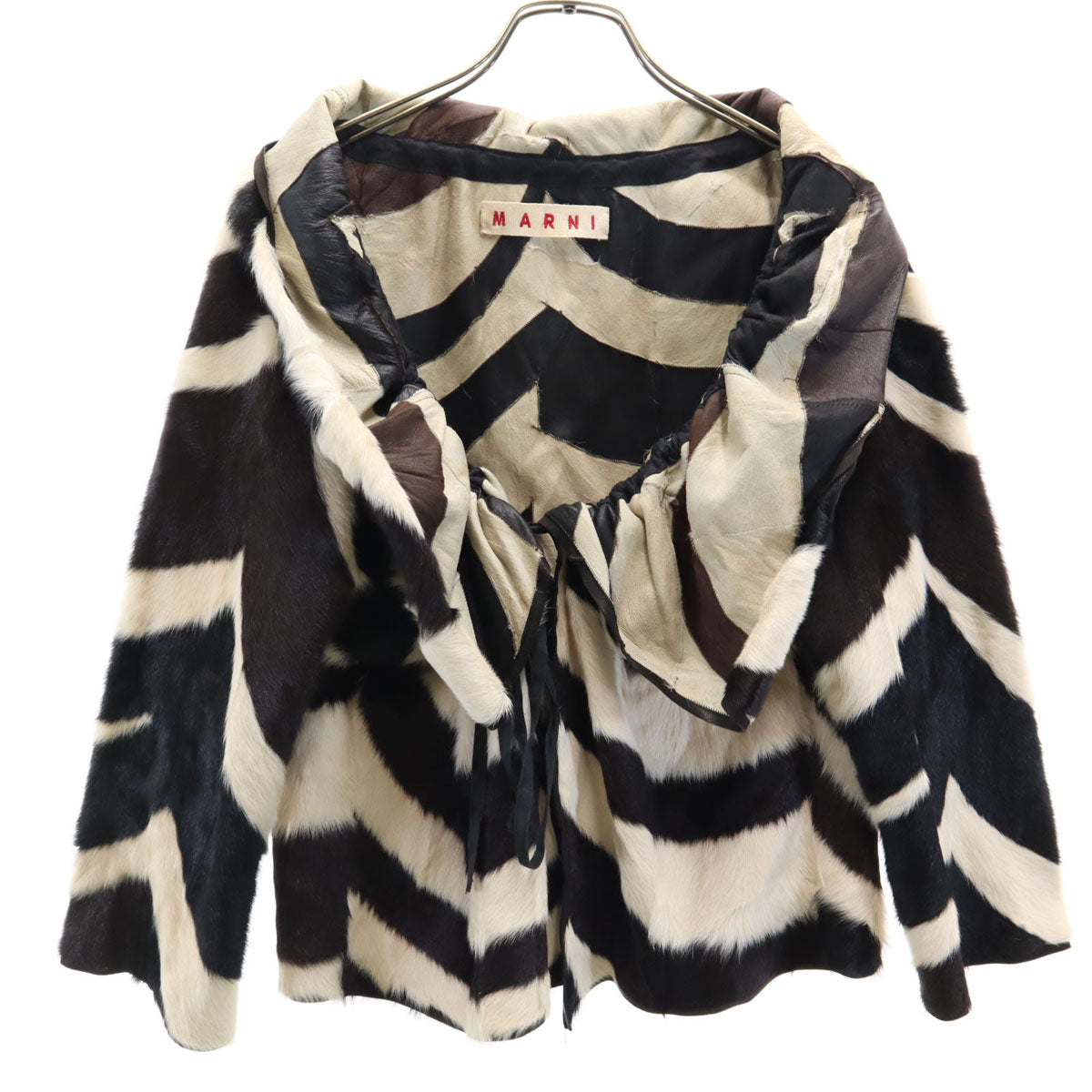 MARNI マルニ イタリア製 総柄 ファー ジャケット 40 ベージュ 毛皮 レディース