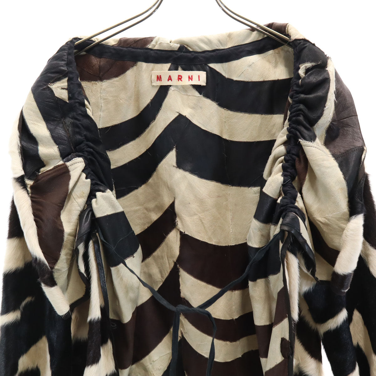 MARNI マルニ イタリア製 総柄 ファー ジャケット 40 ベージュ 毛皮 レディース