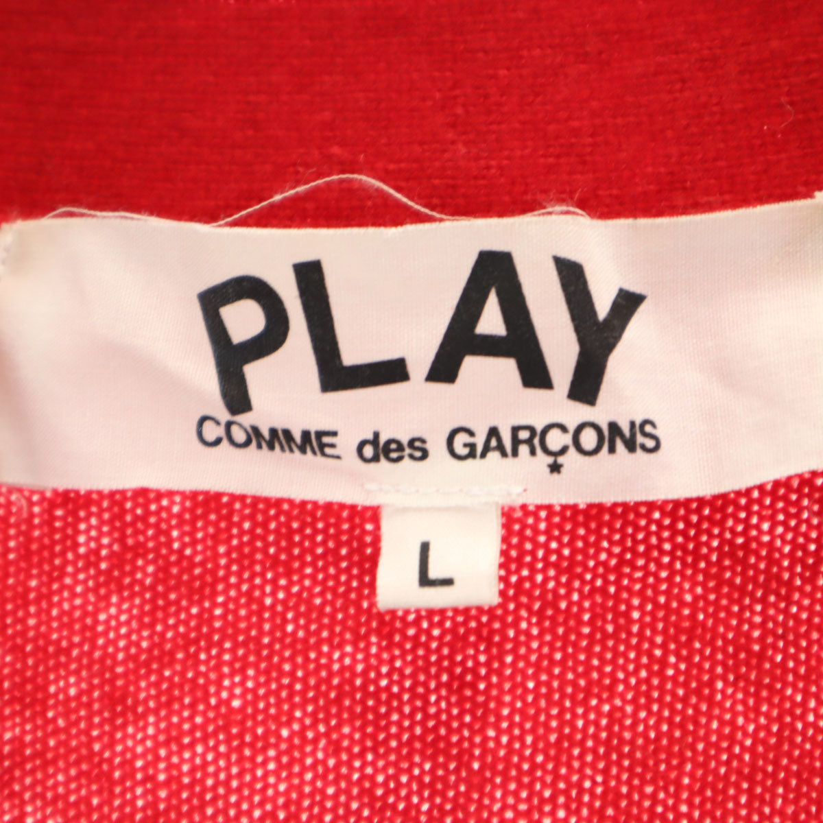 PLAY COMME des GARCONS プレイコムデギャルソン 2011年 日本製 ウール 長袖 Vネック ニットカーディガン L 赤 メンズ