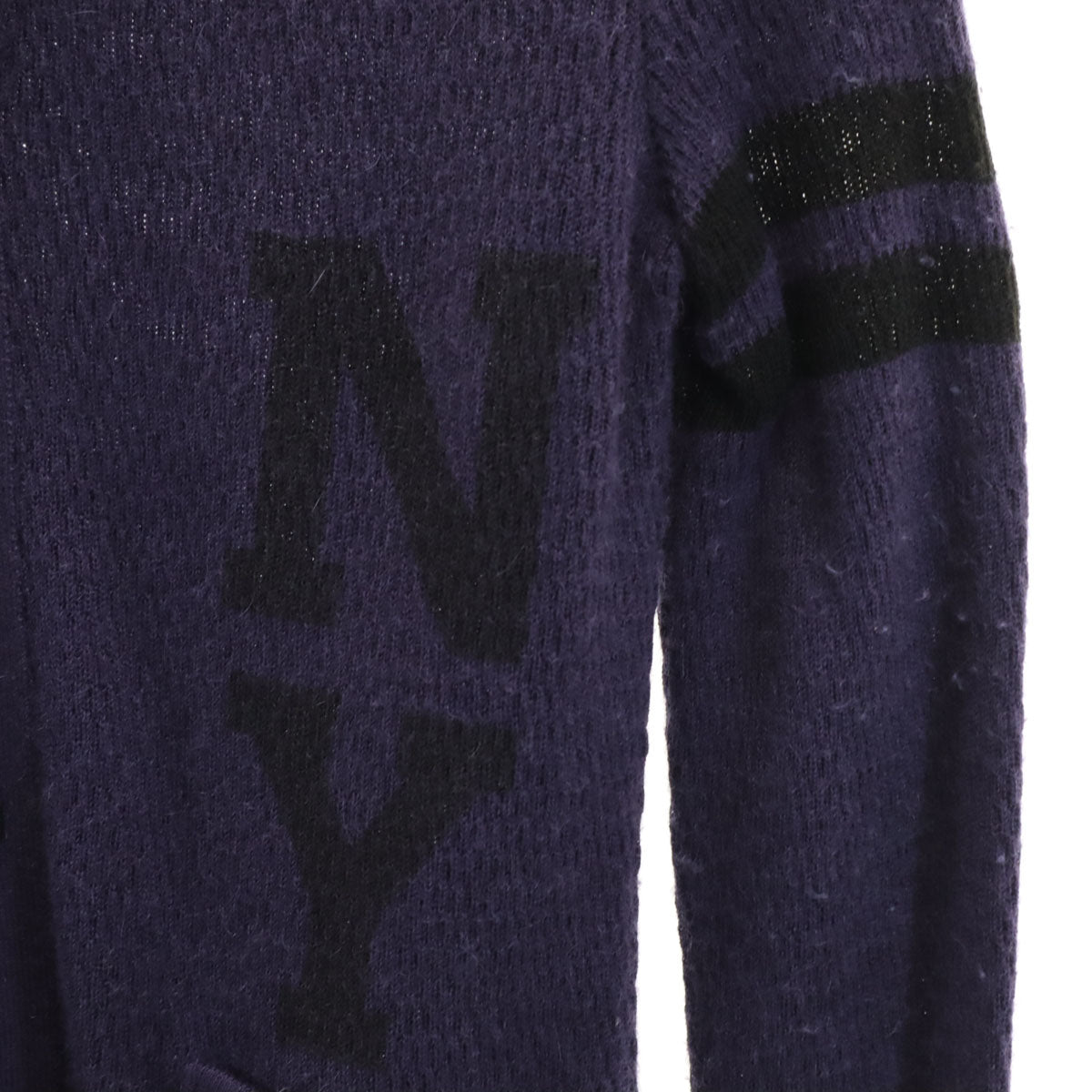 HYSTERIC GLAMOUR ヒステリックグラマー 未使用 日本製 アンゴラブレンド ボーダー柄 長袖 Vネック ニットカーディガン S パープル タグ付き メンズ