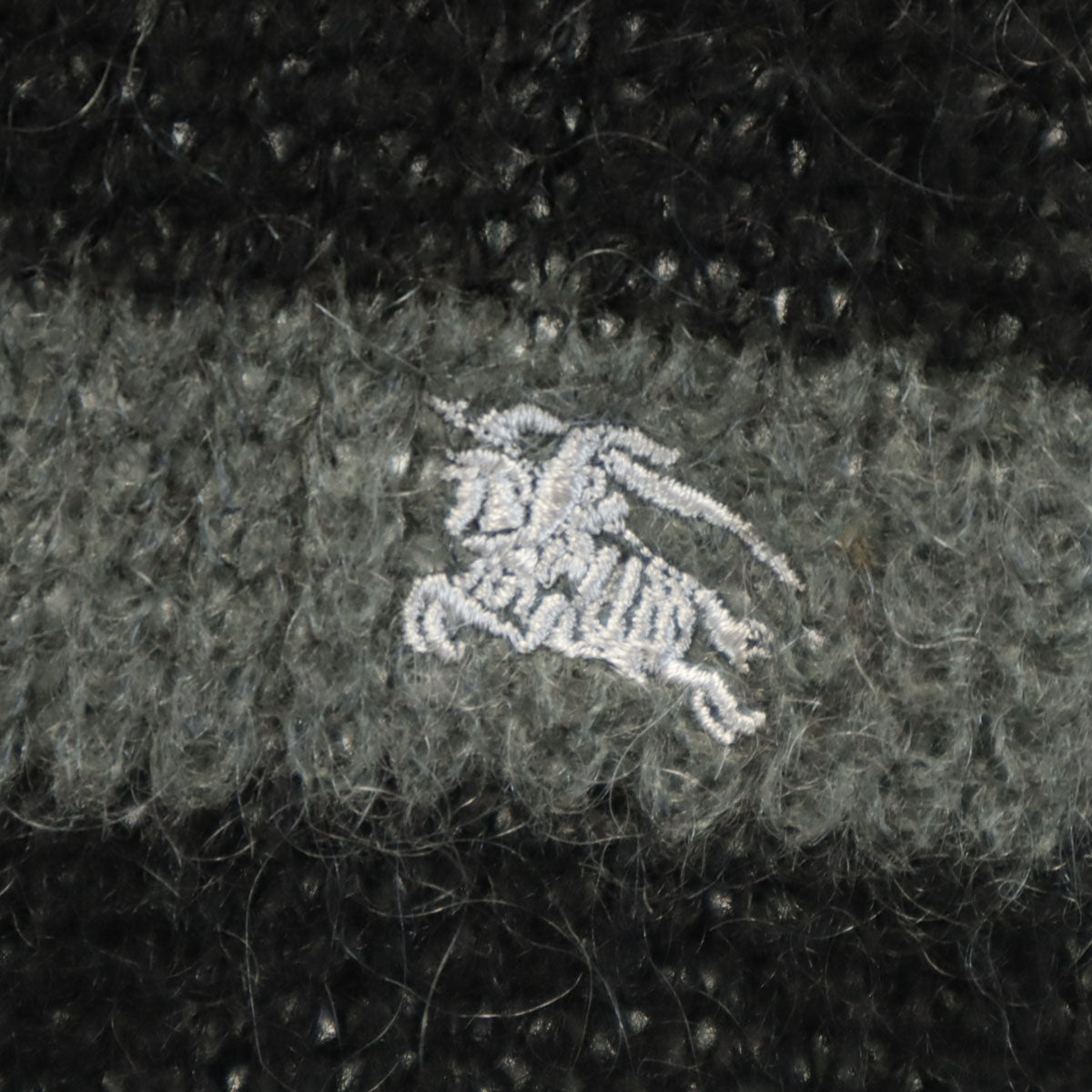 BURBERRY BLACK LABEL バーバリーブラックレーベル モヘヤブレンド ボーダー柄 長袖 Vネック ニットカーディガン 3 黒系 三陽商会 メンズ