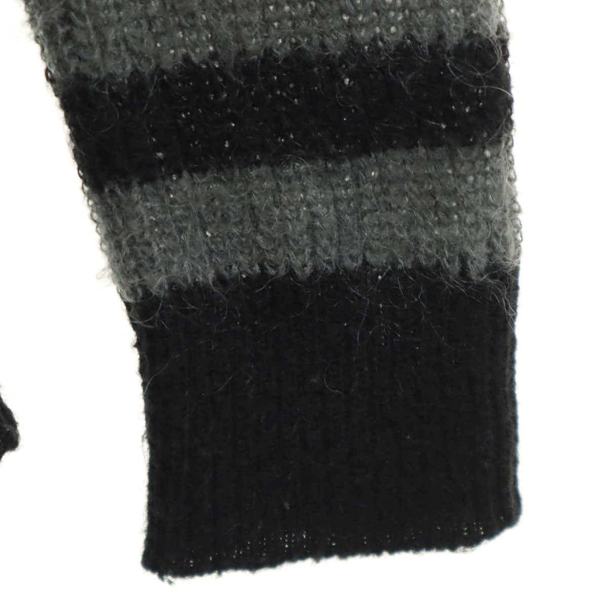 BURBERRY BLACK LABEL バーバリーブラックレーベル モヘヤブレンド ボーダー柄 長袖 Vネック ニットカーディガン 3 黒系 三陽商会 メンズ