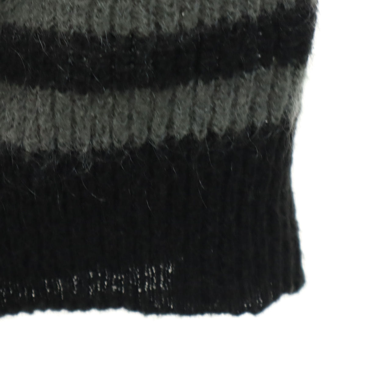 BURBERRY BLACK LABEL バーバリーブラックレーベル モヘヤブレンド ボーダー柄 長袖 Vネック ニットカーディガン 3 黒系 三陽商会 メンズ