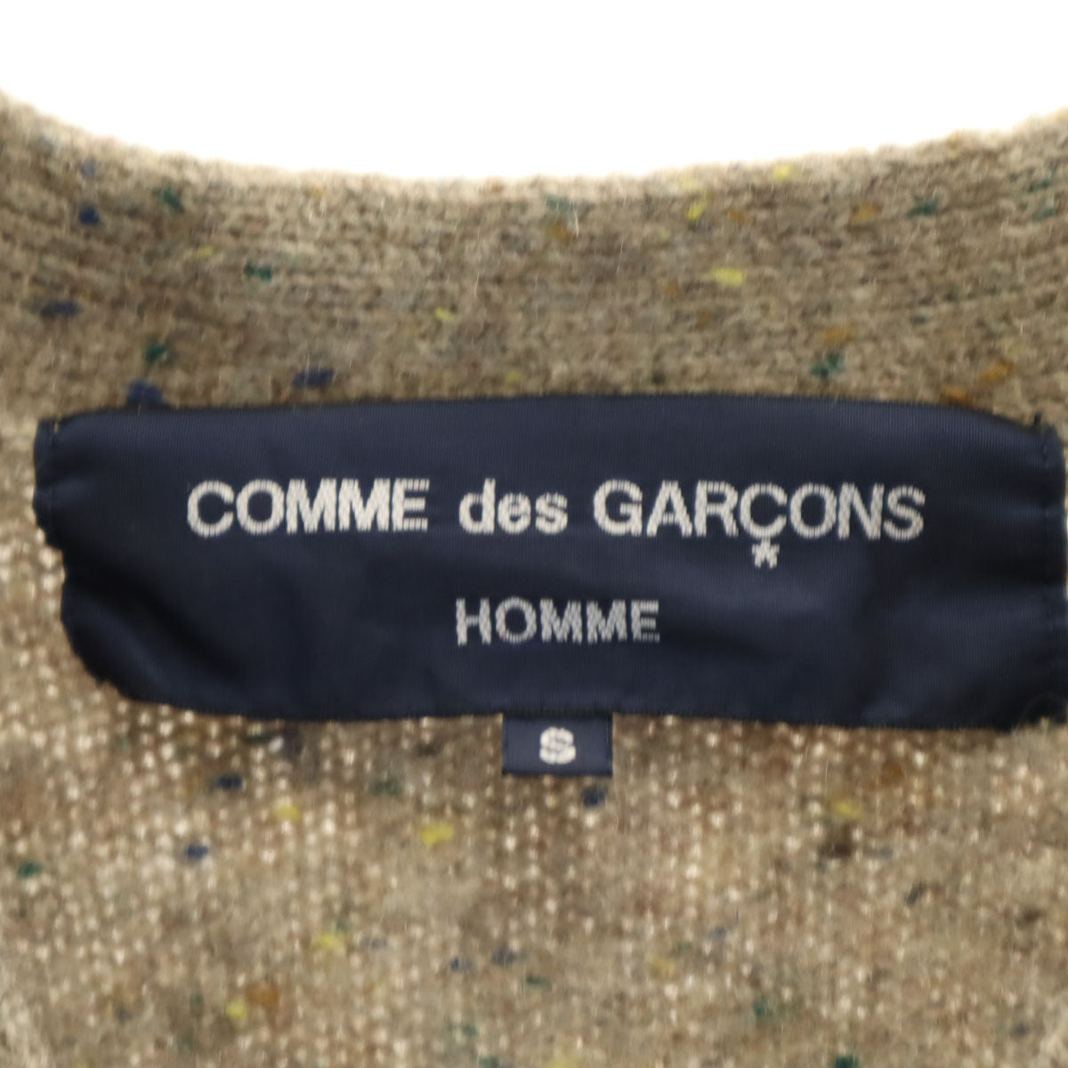 COMME des GARCONS HOMME コムデギャルソンオム 2008年 日本製 ネップ ウール 長袖 Vネック ニットカーディガン S グレー メンズ