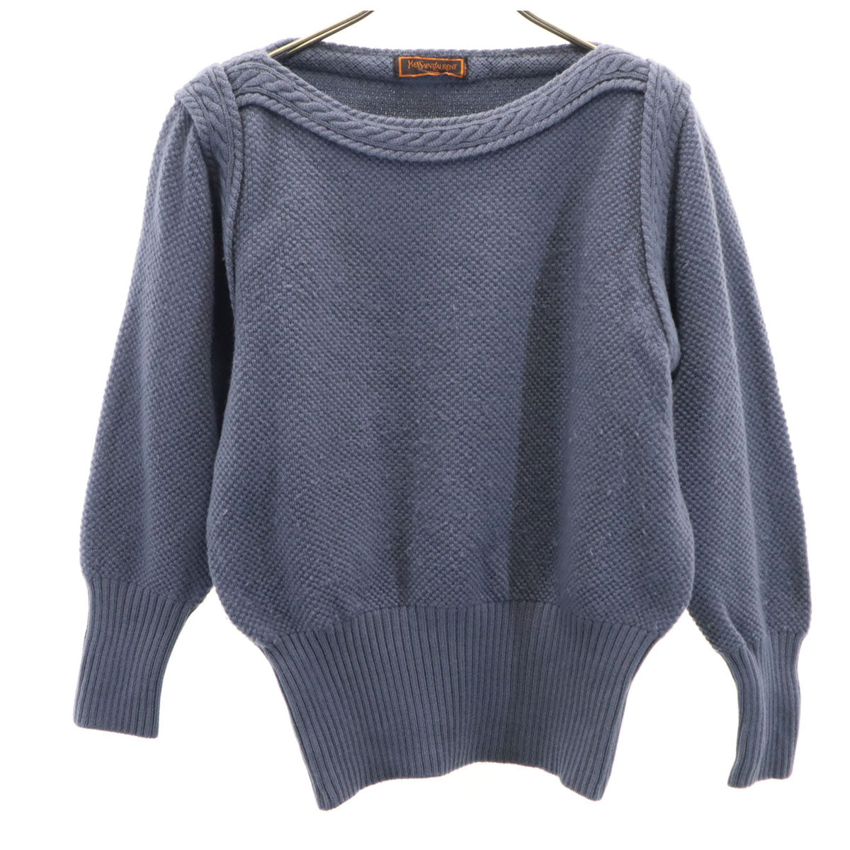 YVES SAINT LAURENT イヴサンローラン 80s 90s オールド 長袖 セーター M ブルー系 ニット レディース