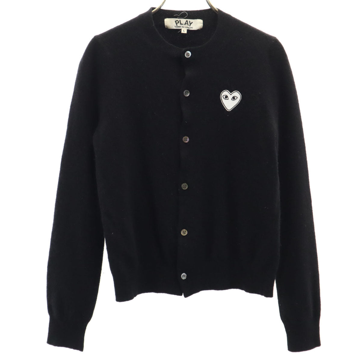 PLAY COMME des GARCONS プレイコムデギャルソン 日本製 ウール 長袖 カーディガン L ブラック系 ニット レディース