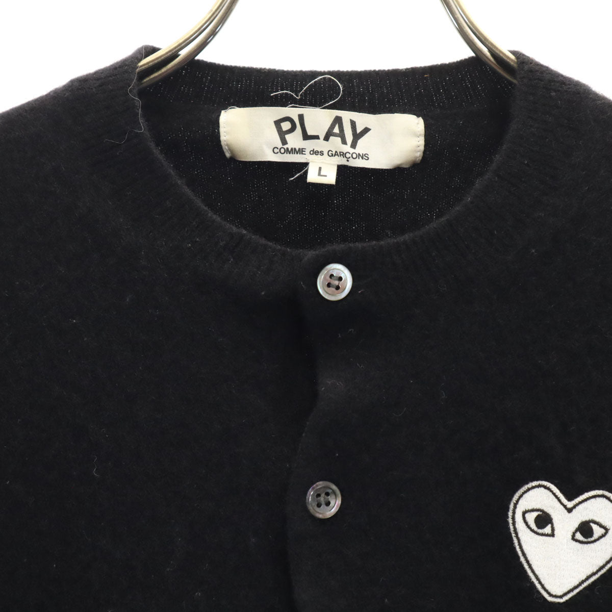 PLAY COMME des GARCONS プレイコムデギャルソン 日本製 ウール 長袖 カーディガン L ブラック系 ニット レディース