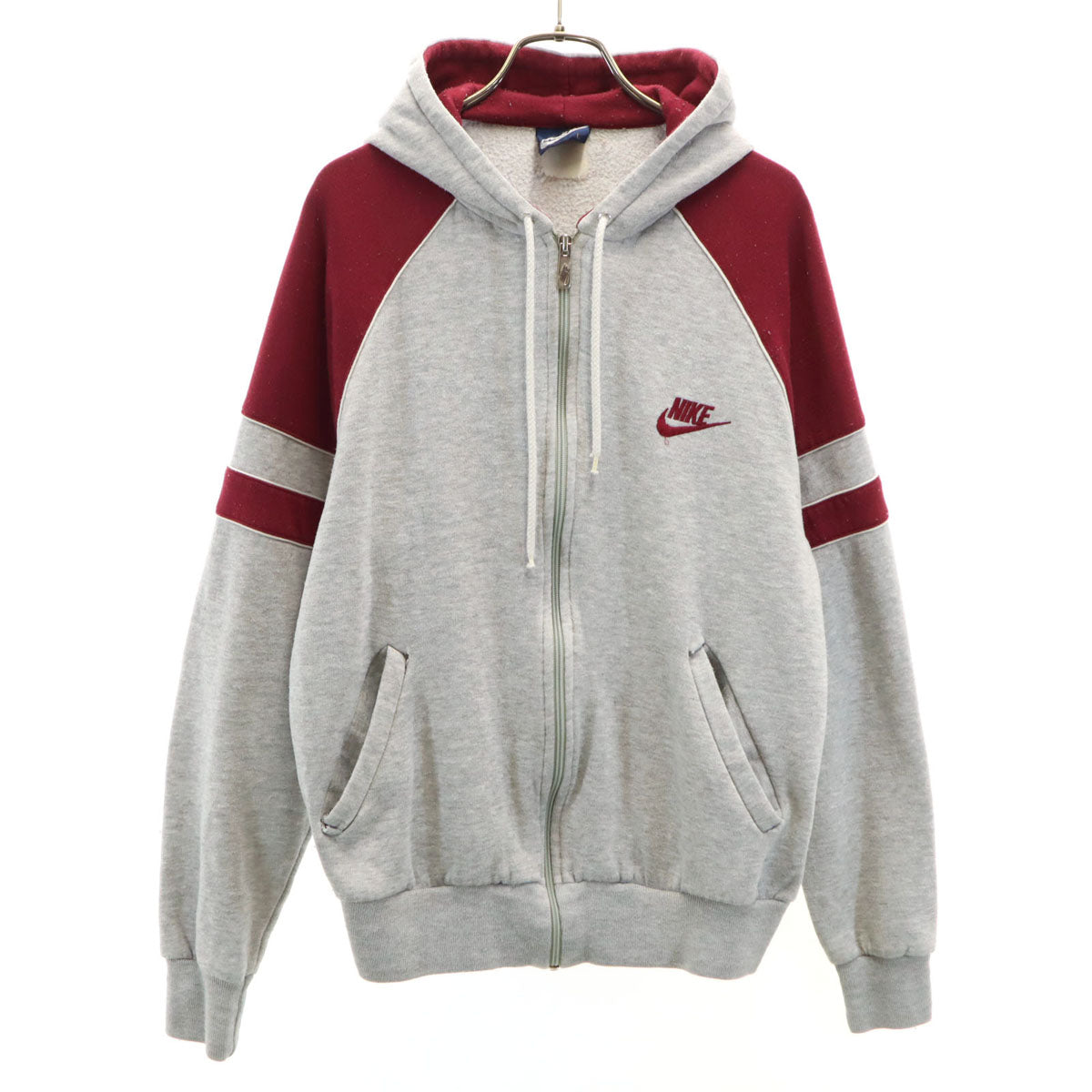 NIKE ナイキ 80s ヴィンテージ 紺タグ 長袖 ジップパーカー L グレー系 裏起毛 メンズ