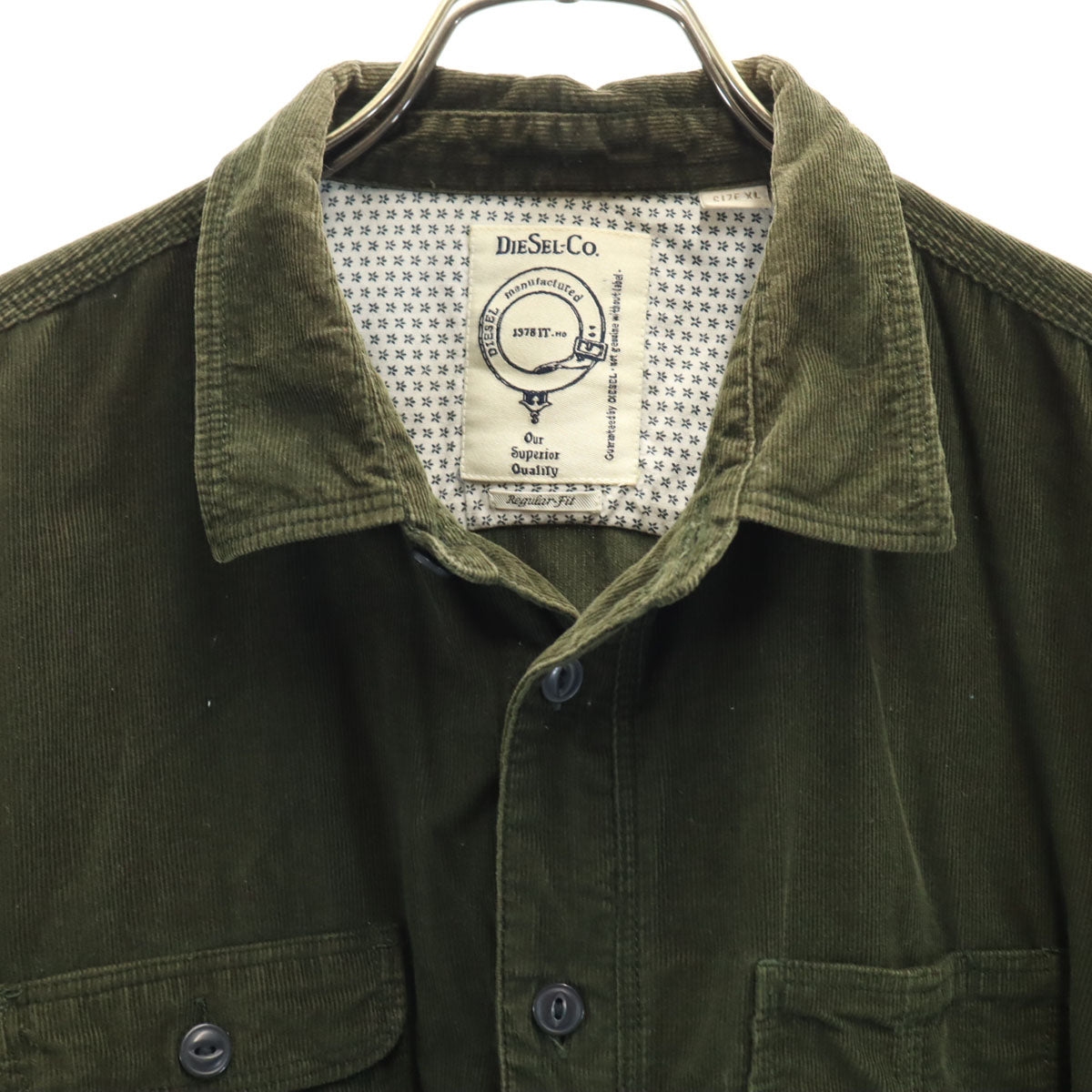 DIESEL ディーゼル 長袖 コーデュロイシャツ XL グリーン系 メンズ