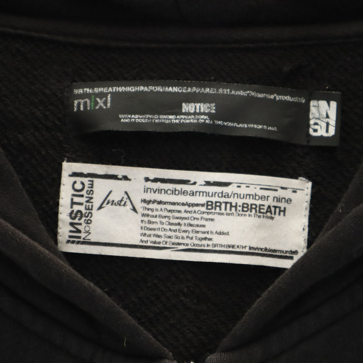 NOTICE ノーティス INSTIC 長袖 ジップパーカー ブラック系 メンズ