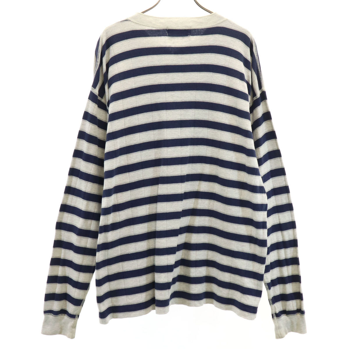 Eddie Bauer エディーバウアー 90s オールド 黒タグ ボーダー柄 長袖 ヘンリーネック カットソー グレー アウトドア メンズ