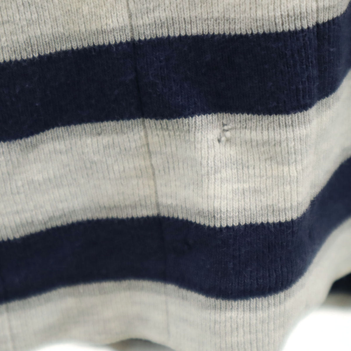 Eddie Bauer エディーバウアー 90s オールド 黒タグ ボーダー柄 長袖 ヘンリーネック カットソー グレー アウトドア メンズ