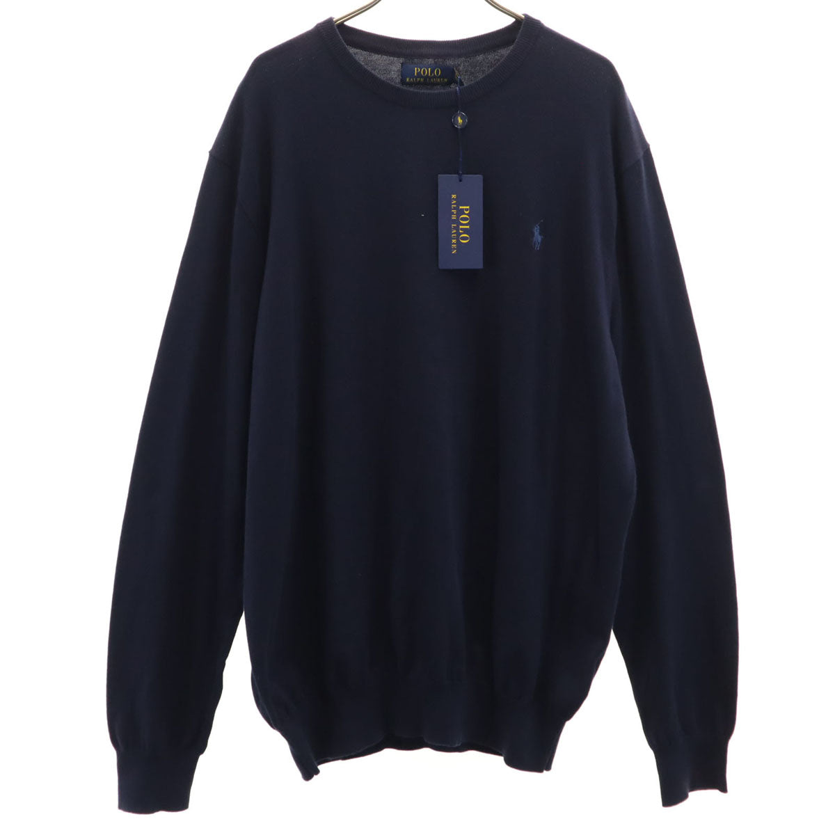 未使用 POLO RALPH LAUREN ポロラルフローレン 長袖 セーター XL ネイビー系 ニット SLIM FIT メンズ