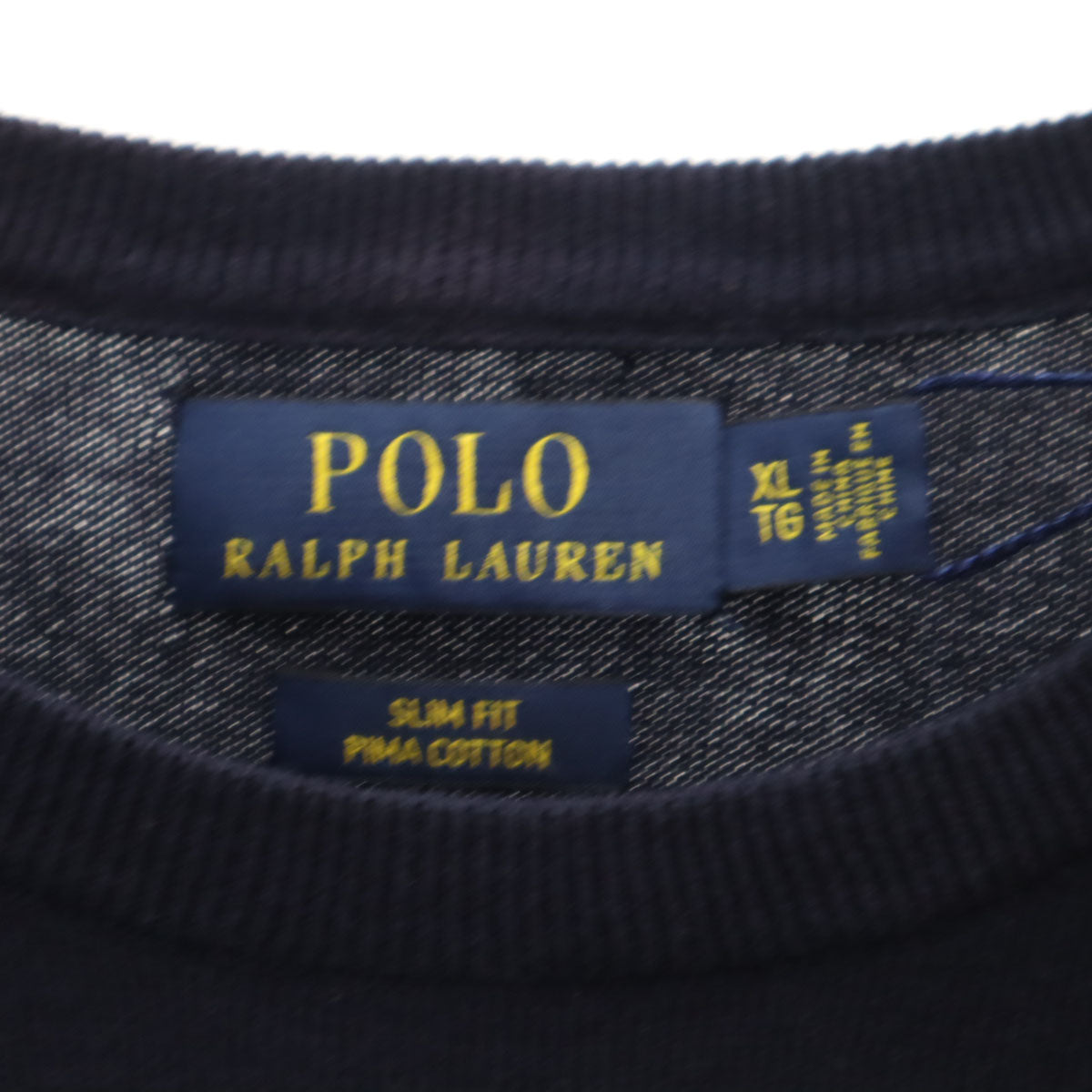 未使用 POLO RALPH LAUREN ポロラルフローレン 長袖 セーター XL ネイビー系 ニット SLIM FIT メンズ