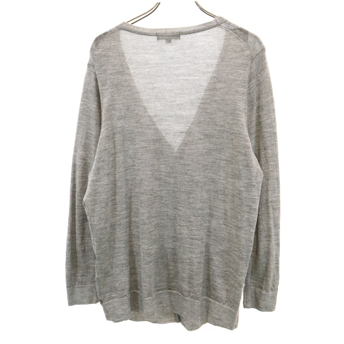 BURBERRY LONDON バーバリーロンドン シルクブレンド ダイヤ柄 長袖 Vネック カーディガン 5 グレー系 ニット レディース