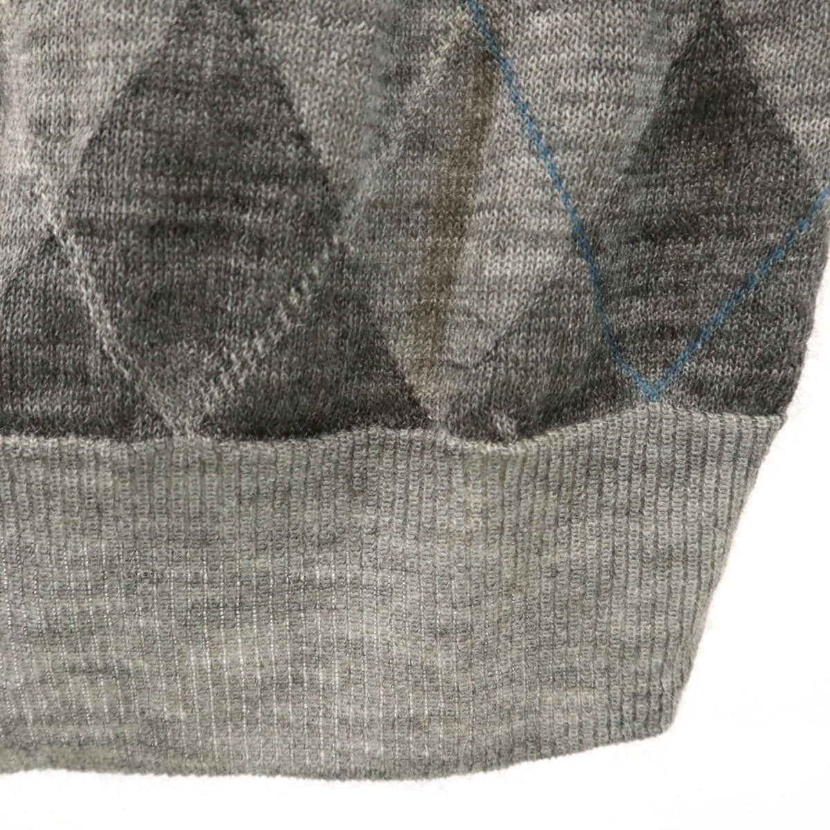 BURBERRY LONDON バーバリーロンドン シルクブレンド ダイヤ柄 長袖 Vネック カーディガン 5 グレー系 ニット レディース