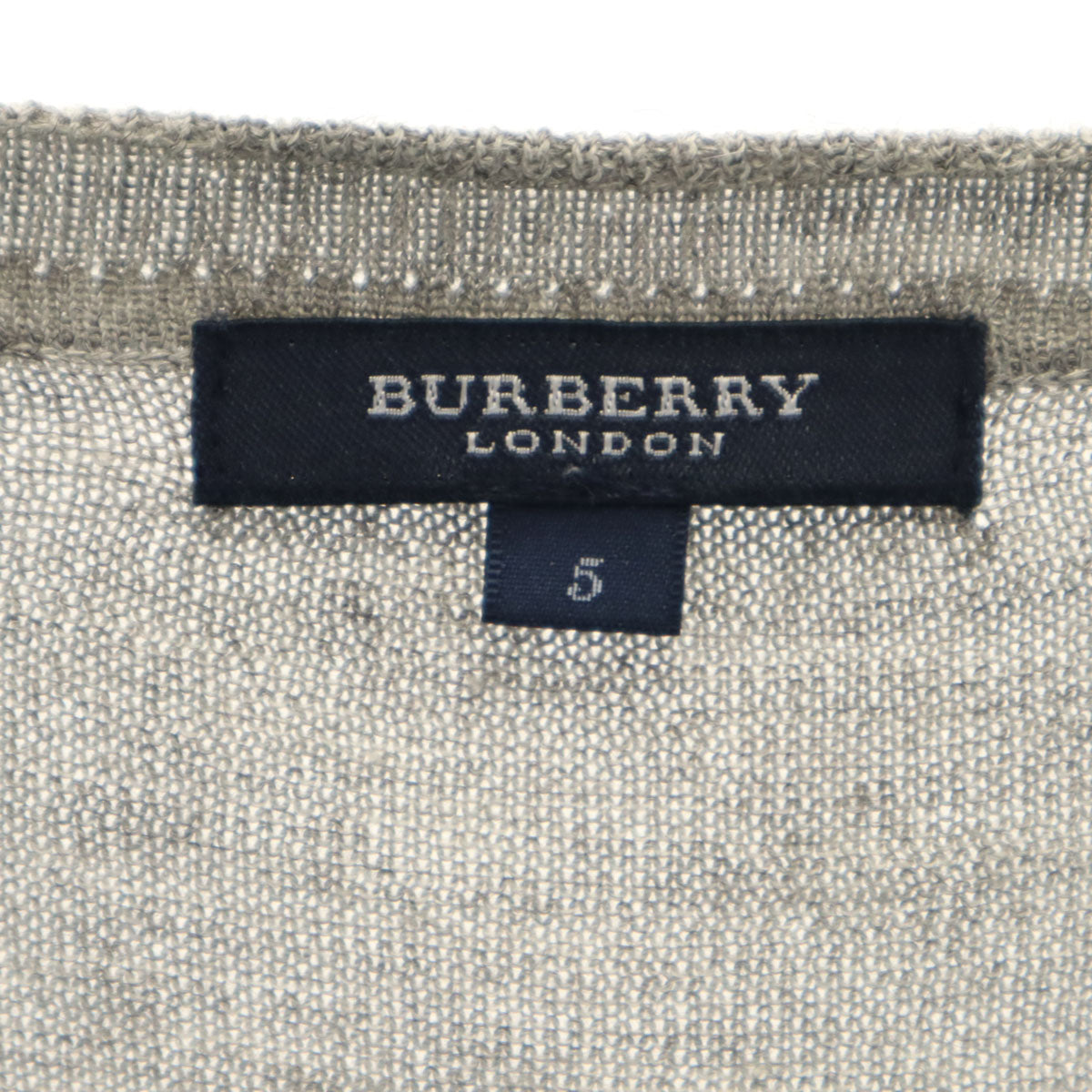 BURBERRY LONDON バーバリーロンドン シルクブレンド ダイヤ柄 長袖 Vネック カーディガン 5 グレー系 ニット レディース