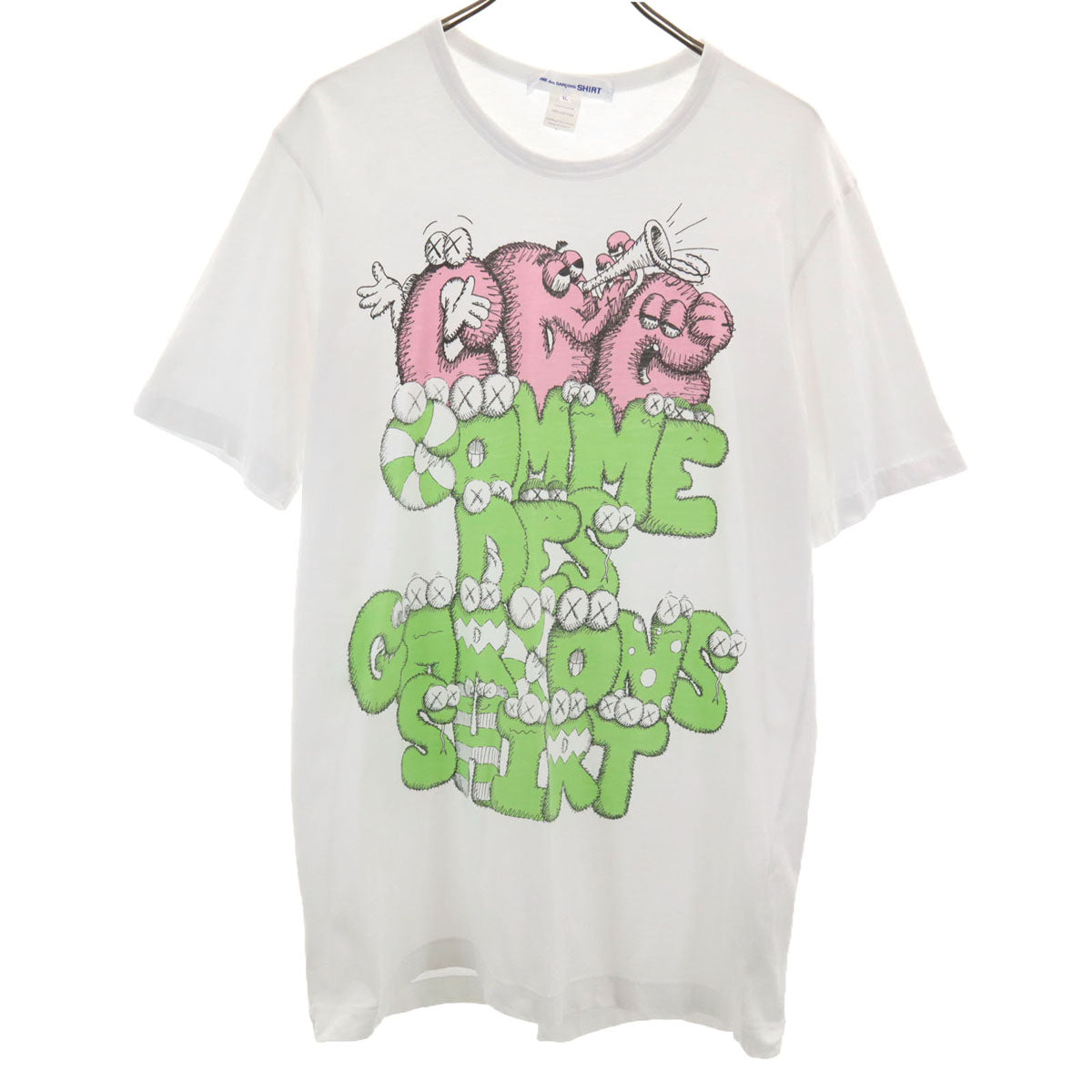 COMME des GARCONS SHIRT コムデギャルソンシャツ KAWS カウズ コラボ 半袖 Tシャツ XL ホワイト メンズ