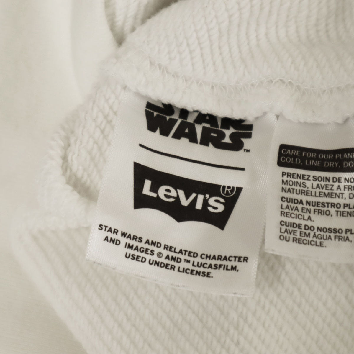 Levi's リーバイス STAR WARS スターウォーズ コラボ バックプリント C-3PO R2-D2 長袖 スウェットパーカー S ホワイト系 メンズ