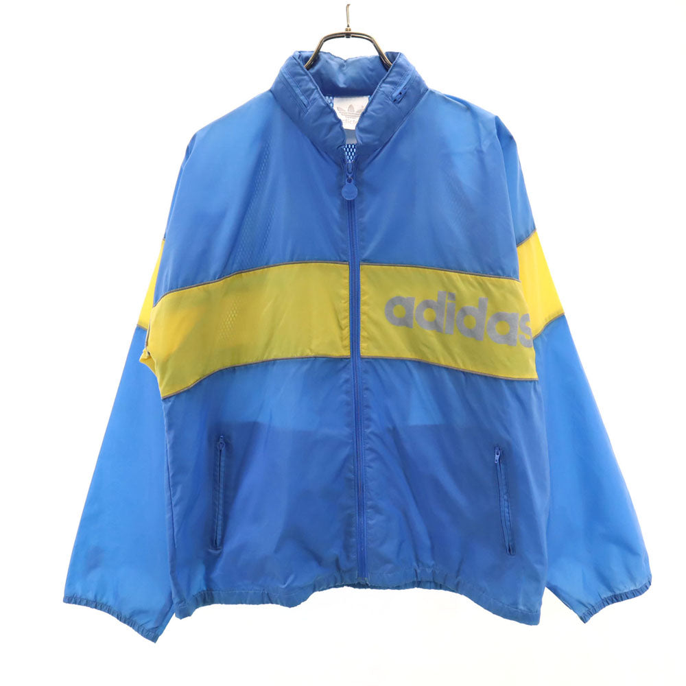 adidas アディダス 80s 90s オールド ツートンカラー ウインドブレーカー ブルー フード付き メンズ