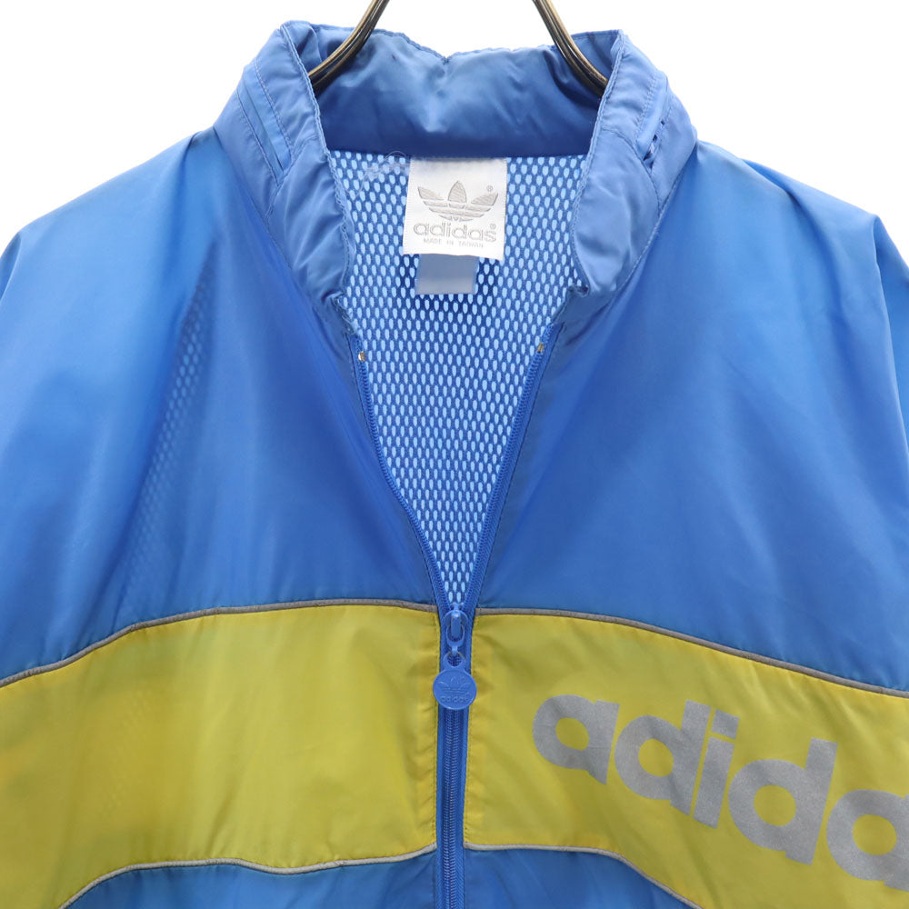 adidas アディダス 80s 90s オールド ツートンカラー ウインドブレーカー ブルー フード付き メンズ