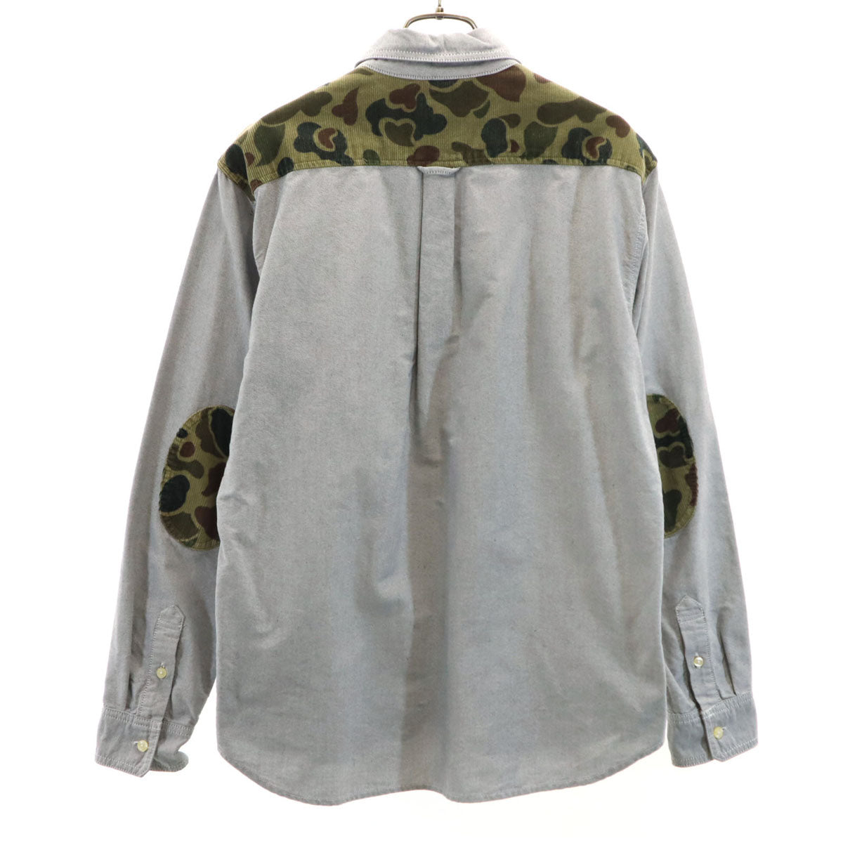 XLARGE エクストララージ カモフラ切替 長袖 オックスフォード ボタンダウンシャツ M グレー メンズ