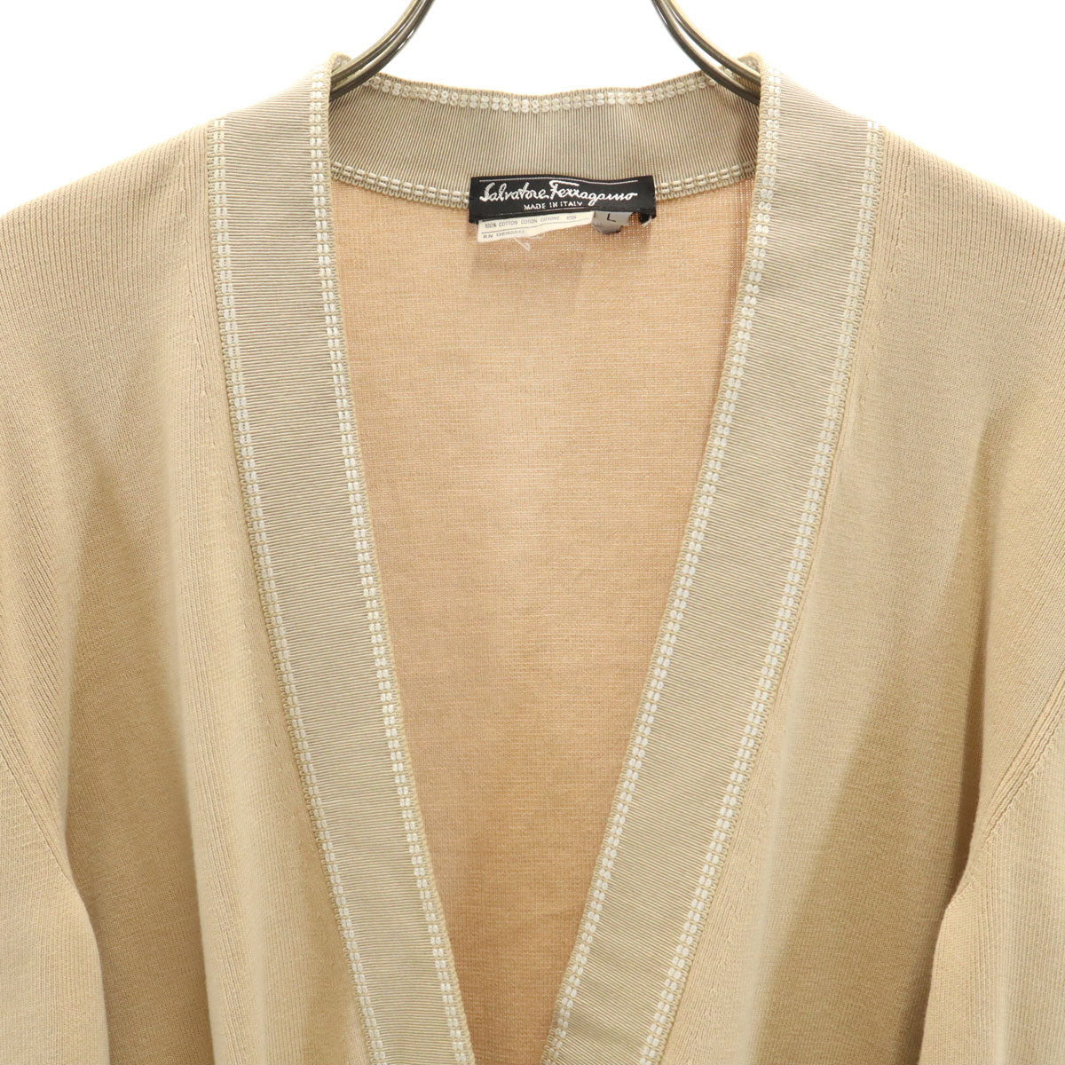 Salvatore Ferragamo サルヴァトーレフェラガモ 90s イタリア製 オールド 長袖 ニットカーディガン L ベージュ レディース