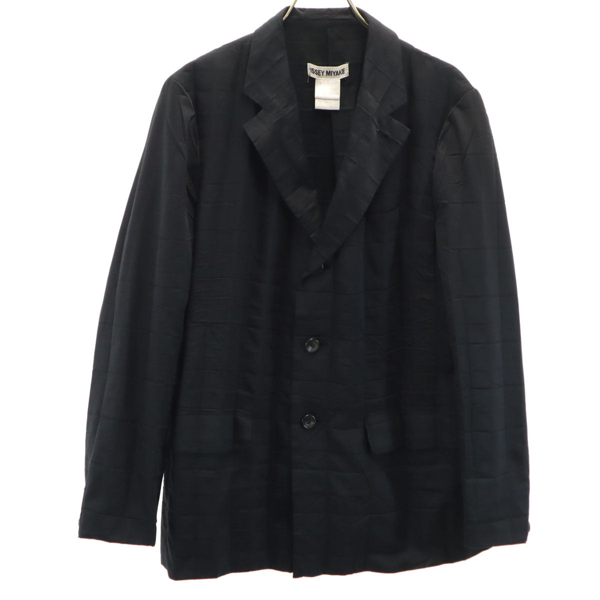 ISSEY MIYAKE イッセイミヤケ 90s 日本製 オールド プリーツ加工 テーラードジャケット M ブラック メンズ