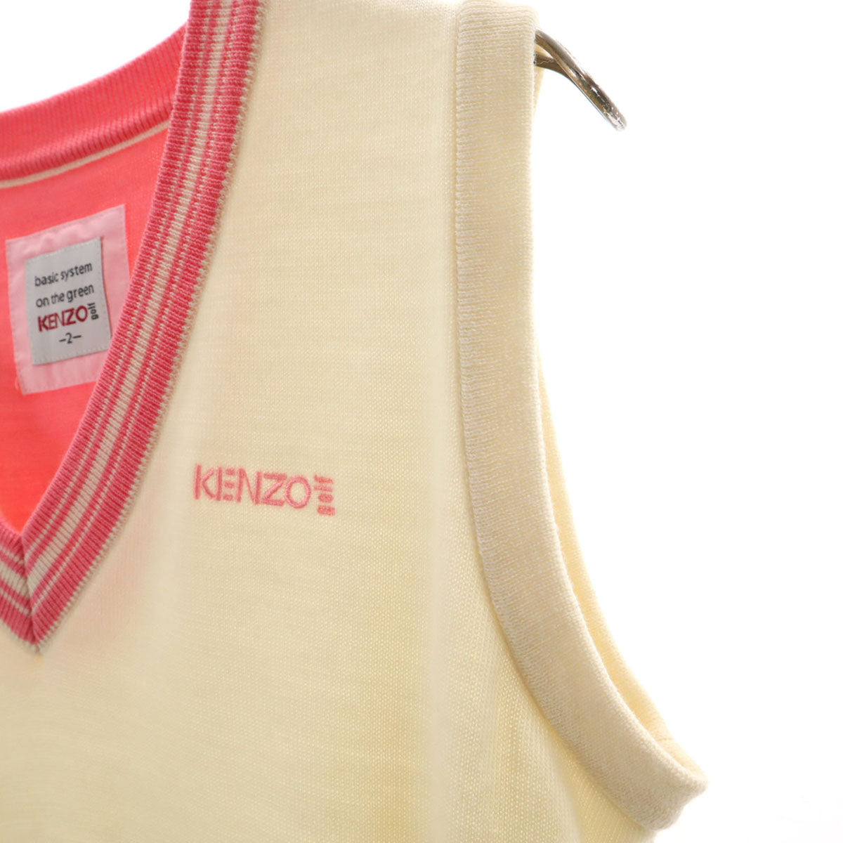 KENZO GOLF ケンゾーゴルフ 90s 日本製 オールド Vネック ニットベスト 2 アイボリー レディース